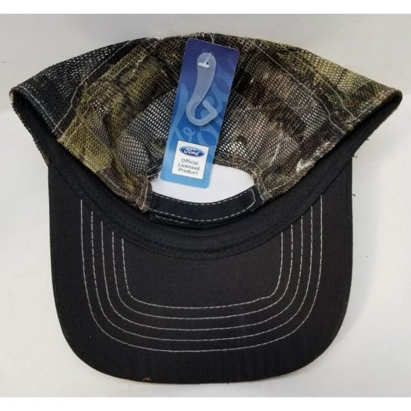 Realtree APG Black Trucker Hat Cap FORD in Gold Color & Camo Mesh NOS NEW (T14) - Picture 5 of 7